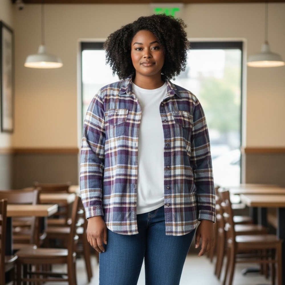 Maurices Purple Plaid Button Down Shirt
